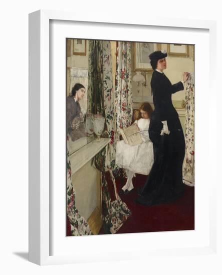 Harmony in Green and Rose: the Music Room, 1860-61 (Oil on Canvas)-James Abbott McNeill Whistler-Framed Giclee Print