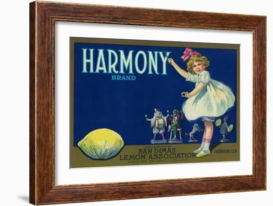 Harmony Lemon Label - San Dimas, CA-Lantern Press-Framed Art Print