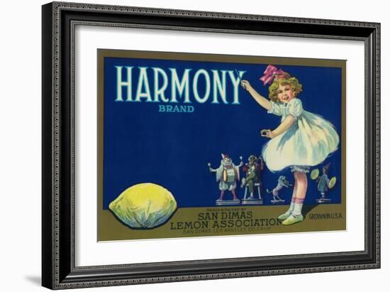 Harmony Lemon Label - San Dimas, CA-Lantern Press-Framed Art Print