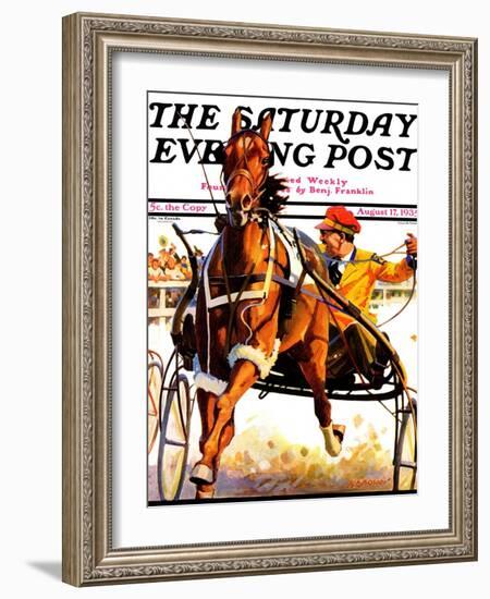 "Harness Race," Saturday Evening Post Cover, August 17, 1935-Maurice Bower-Framed Giclee Print