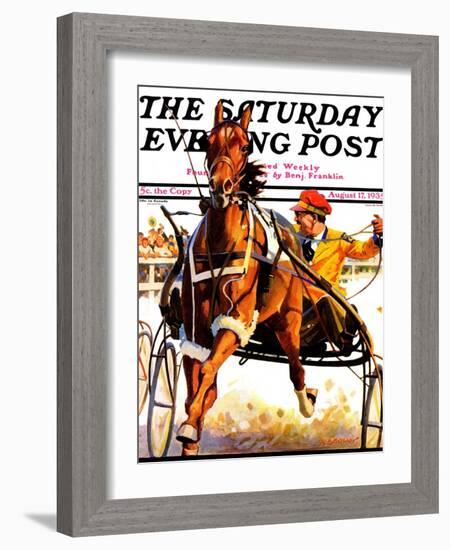 "Harness Race," Saturday Evening Post Cover, August 17, 1935-Maurice Bower-Framed Giclee Print