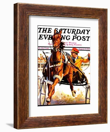 "Harness Race," Saturday Evening Post Cover, August 17, 1935-Maurice Bower-Framed Giclee Print