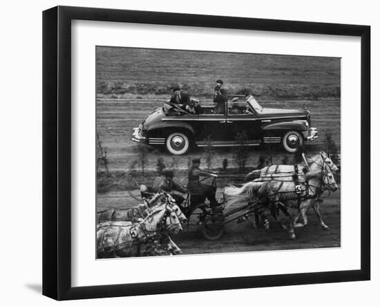Harness Racing at All Russia Horse Show at the Hippodrome-Howard Sochurek-Framed Photographic Print