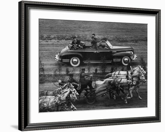 Harness Racing at All Russia Horse Show at the Hippodrome-Howard Sochurek-Framed Photographic Print