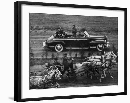 Harness Racing at All Russia Horse Show at the Hippodrome-Howard Sochurek-Framed Photographic Print