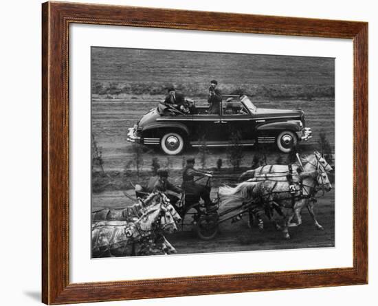 Harness Racing at All Russia Horse Show at the Hippodrome-Howard Sochurek-Framed Photographic Print