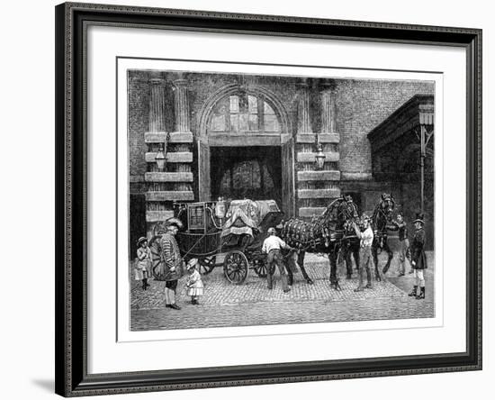 Harnessing the Black Horses at the Royal Mews, Buckingham Palace, London, C1888-null-Framed Giclee Print