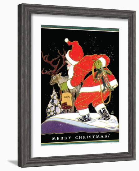 Harnessing the Reindeer - Child Life, December 1931-Keith Ward-Framed Premium Giclee Print