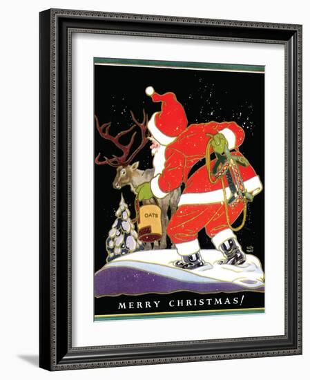 Harnessing the Reindeer - Child Life, December 1931-Keith Ward-Framed Giclee Print