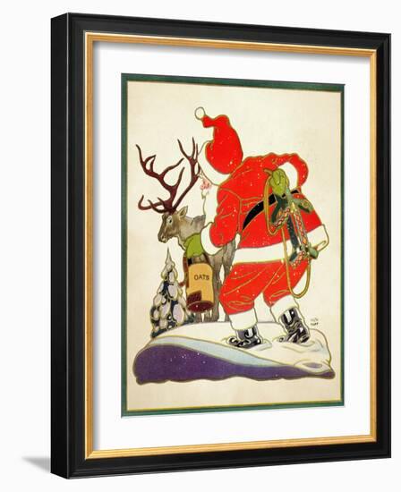 Harnessing the Reindeer - Child Life-Keith Ward-Framed Giclee Print