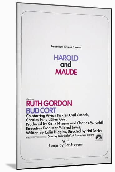 HAROLD AND MAUDE, US poster, 1971-null-Mounted Art Print