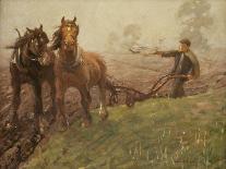 Man Ploughing a Field-Harold Harvey-Giclee Print