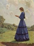 Girl Stands in a Field Reading Her Book-Harold Knight-Mounted Photographic Print