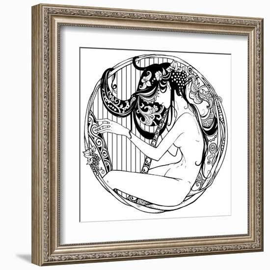 Harp Player-drakonova-Framed Art Print