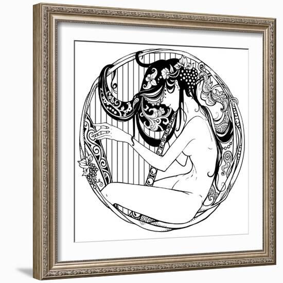 Harp Player-drakonova-Framed Art Print