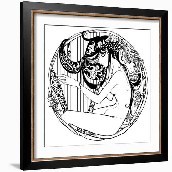 Harp Player-drakonova-Framed Art Print