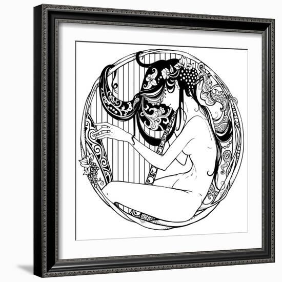 Harp Player-drakonova-Framed Art Print