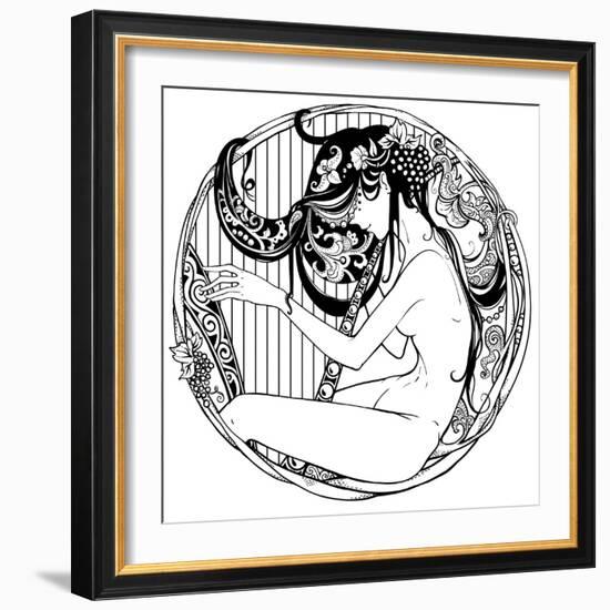 Harp Player-drakonova-Framed Art Print