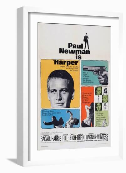 Harper, Paul Newman, Lauren Bacall, Janet Leigh, 1966-null-Framed Premium Giclee Print