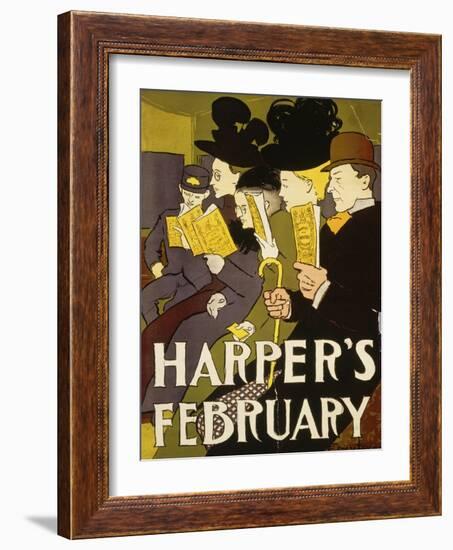 Harper's February, 1897-Edward Penfield-Framed Premium Giclee Print