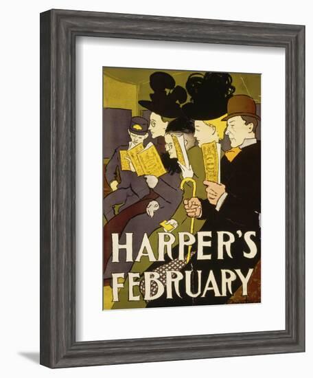 Harper's February, 1897-Edward Penfield-Framed Giclee Print