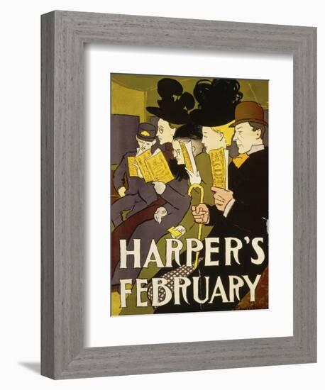 Harper's February, 1897-Edward Penfield-Framed Giclee Print