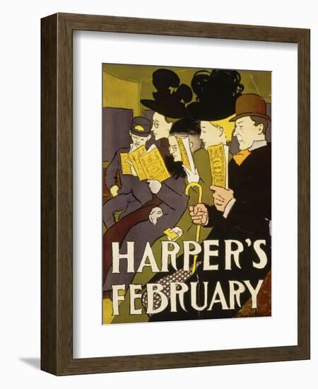 Harper's February, 1897-Edward Penfield-Framed Giclee Print