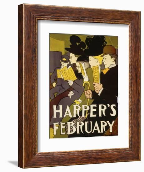 Harper's February, 1897-Edward Penfield-Framed Giclee Print