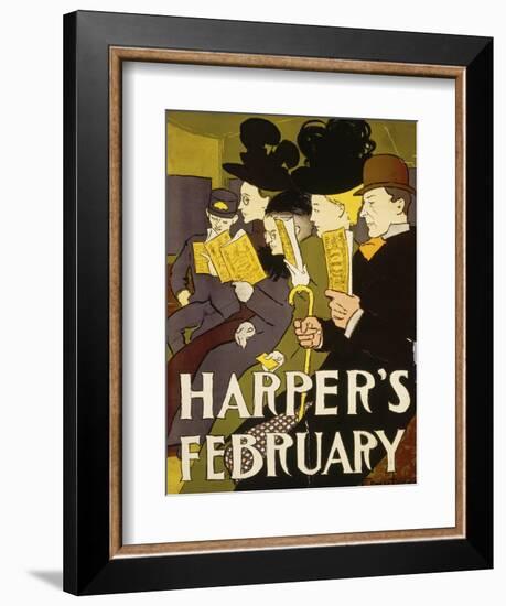 Harper's February, 1897-Edward Penfield-Framed Giclee Print