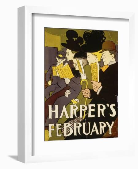 Harper's February, 1897-Edward Penfield-Framed Giclee Print