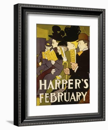 Harper's February, 1897-Edward Penfield-Framed Giclee Print