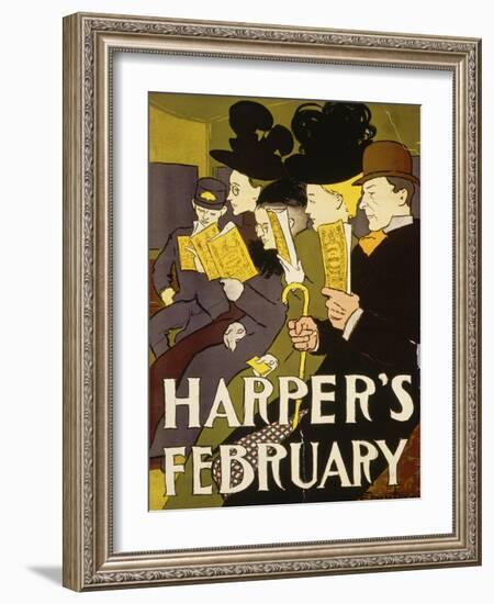 Harper's February, 1897-Edward Penfield-Framed Giclee Print