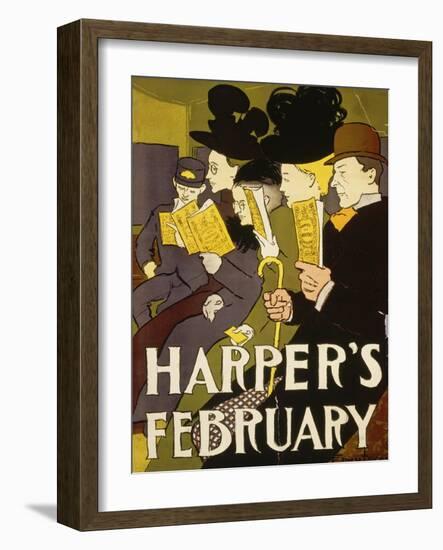 Harper's February, 1897-Edward Penfield-Framed Giclee Print