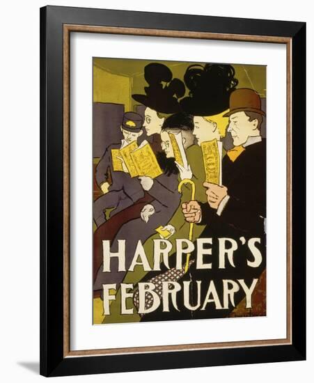 Harper's February, 1897-Edward Penfield-Framed Giclee Print