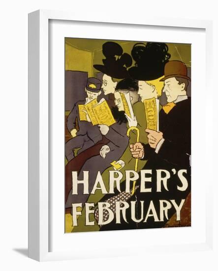 Harper's February, 1897-Edward Penfield-Framed Giclee Print