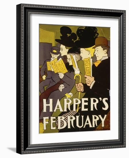 Harper's February, 1897-Edward Penfield-Framed Giclee Print