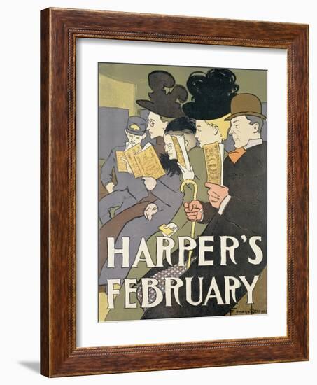 Harper's February, 1897-Edward Penfield-Framed Giclee Print