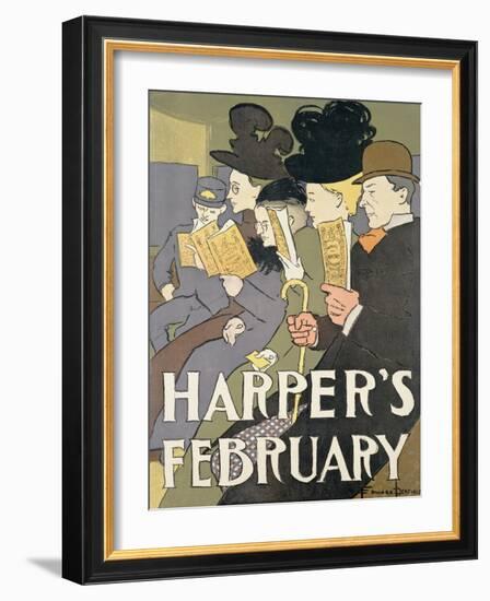 Harper's February, 1897-Edward Penfield-Framed Giclee Print