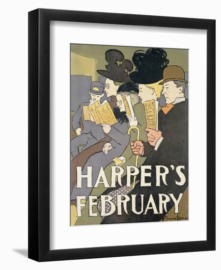 Harper's February, 1897-Edward Penfield-Framed Giclee Print