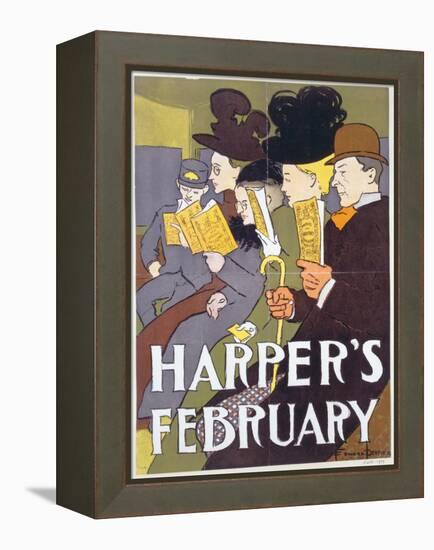 Harper's February, Poster Illustration Usa, 1897-Edward Penfield-Framed Premier Image Canvas