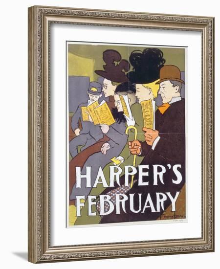 Harper's February, Poster Illustration Usa, 1897-Edward Penfield-Framed Giclee Print