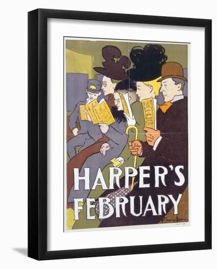 Harper's February, Poster Illustration Usa, 1897-Edward Penfield-Framed Giclee Print