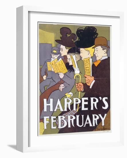 Harper's February, Poster Illustration Usa, 1897-Edward Penfield-Framed Giclee Print