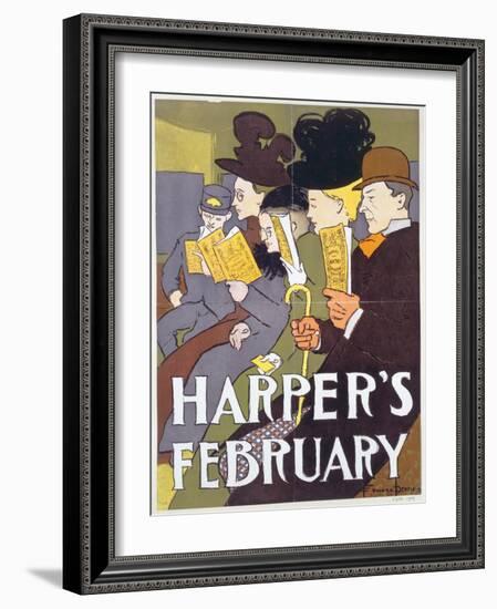 Harper's February, Poster Illustration Usa, 1897-Edward Penfield-Framed Giclee Print