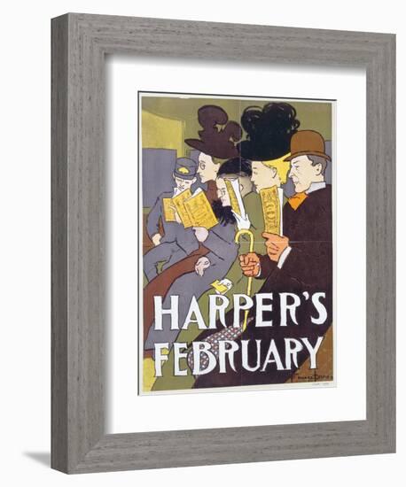 Harper's February, Poster Illustration Usa, 1897-Edward Penfield-Framed Giclee Print