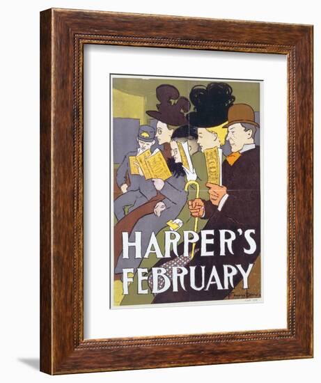 Harper's February, Poster Illustration Usa, 1897-Edward Penfield-Framed Giclee Print