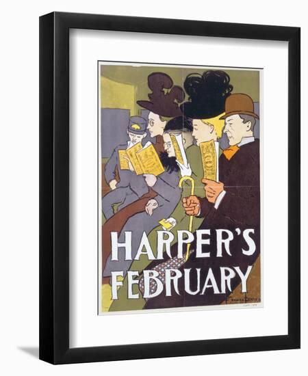 Harper's February, Poster Illustration Usa, 1897-Edward Penfield-Framed Giclee Print