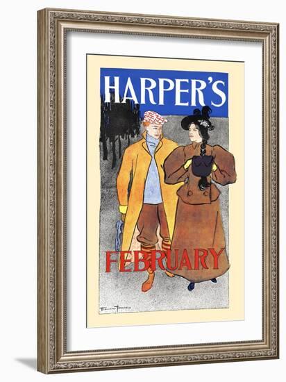 Harper's February-Edward Penfield-Framed Art Print