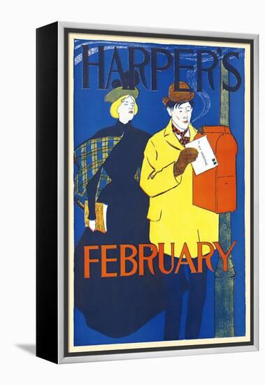 Harper's February-Edward Penfield-Framed Stretched Canvas