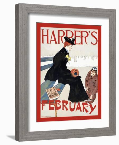 Harper's February-Edward Penfield-Framed Art Print